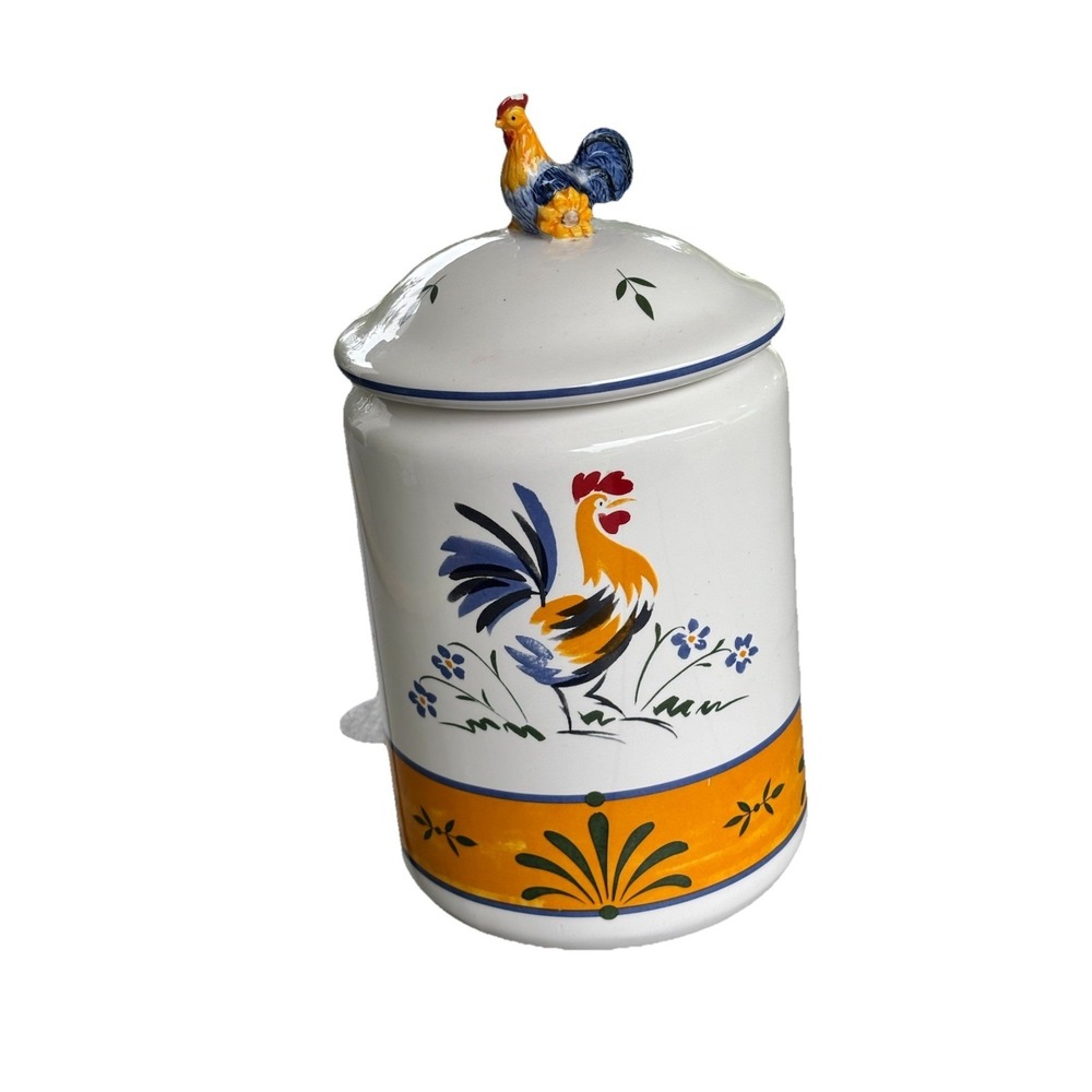Avon The Provençal Chicken Rooster Canister w/lids 10 Inch Vintage Cottagecore